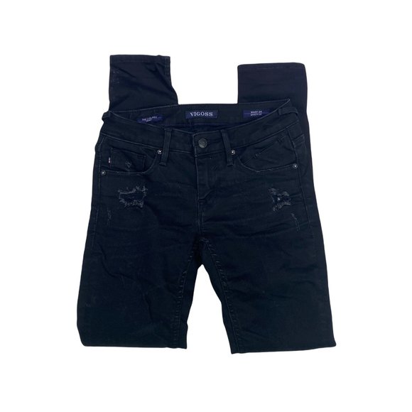 Vigoss Jeans The Chelsea Skinny Womens Size 24 Distressed Black Denim Wash - Picture 4 of 9